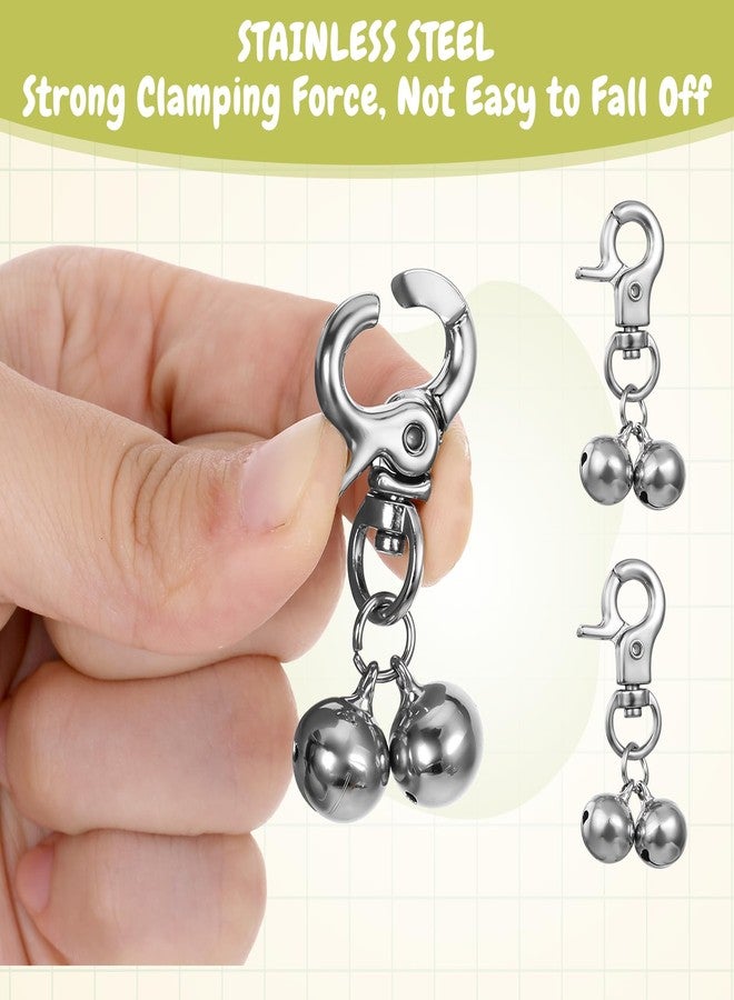 Zelphvt Bells for Collars, 2 Pcs Pet Hanging Ring, Bells for Dog Collars Silver Bell Accessories for Dog & Cat Stainless Steel Bell Necklace Dogs Training Collar Charm with Heavy Duty Snap Clips - Image 3